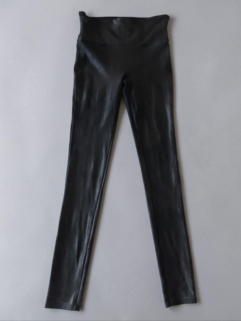SPANX Black Faux Leather High-Waist Compression Leggings